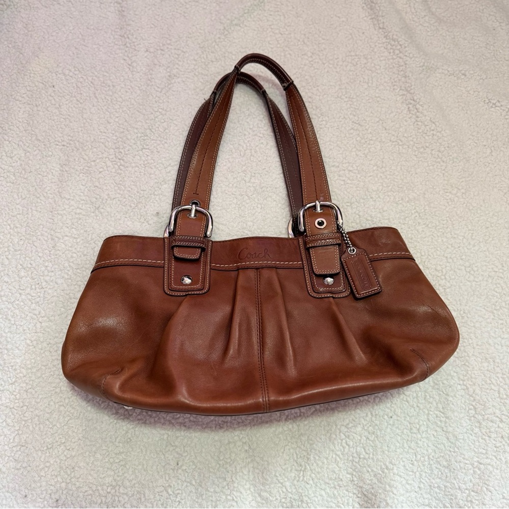 vintage coach leather shoulder bag – classic brown